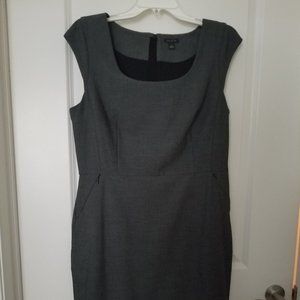 Ann Taylor Charcoal Sheath Dress with slash zip pockets scoop square neck